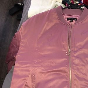 Pink silky bomber jacket.